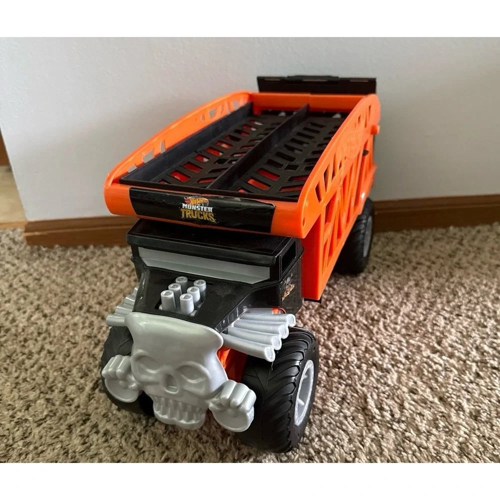 Hot Wheels BoneShaker 12 Monster Truck Hauler Toy Orange Black